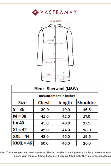 SHRESTHA By VASTRAMAY Men's Red Jacquard Sherwani Only Top